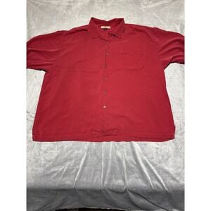 Tommy Bahama Mens XXL Red Short Sleeve Wood Button Front Shirt